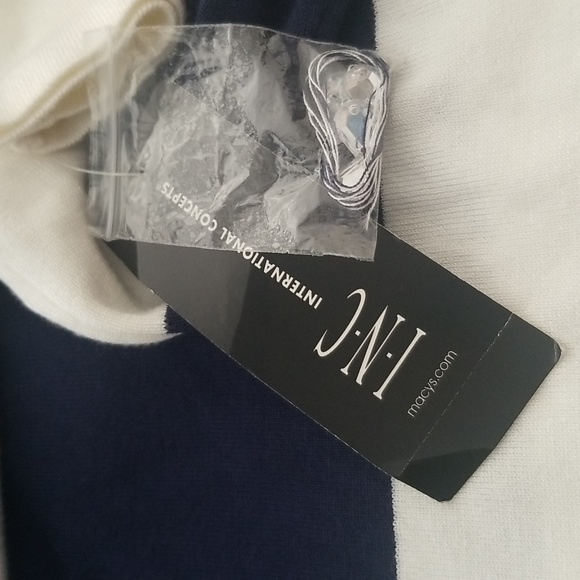 INC International Concepts Layered Look Navy & White Embellished Top - Picture 8 of 8